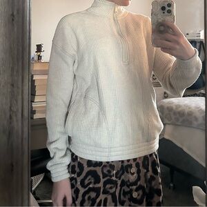 Aerie Zip Up Sweater Waffle Material